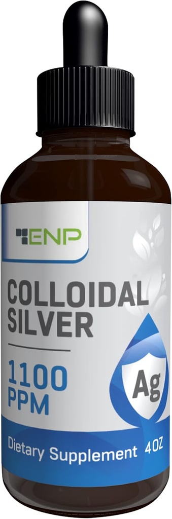 Colloïdal Argent Liquide 1100 ppm Exclusivité Argent Supplément liquide Exclusivité Bouteille en verre ambre 4 oz avec goutteau