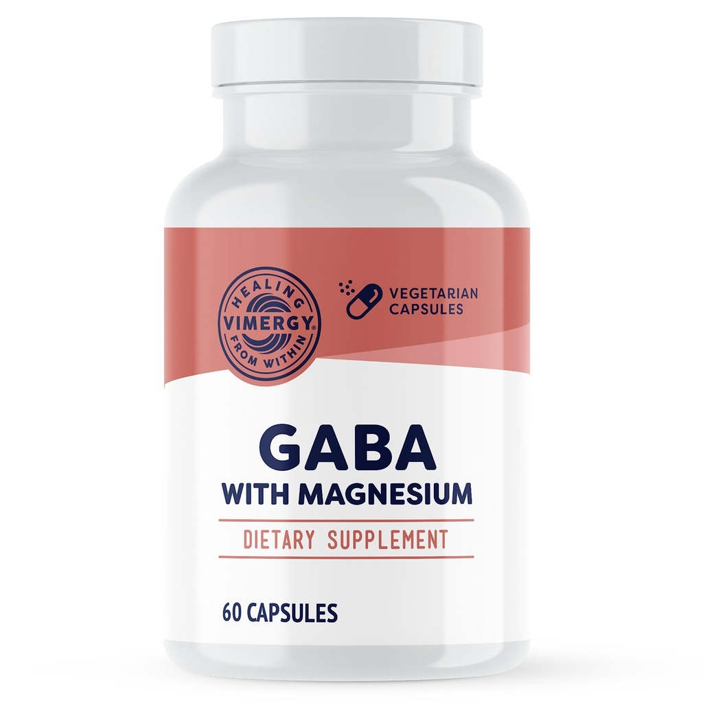 VIMERGY GABA with Magnesium – Supports Nervous System Function – Promotes Relaxation – Kosher, Vegan & Gluten-Free – 60 Capsules