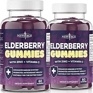 NOUVEAUX Gommies de mûre aînée de 2 ans pour adultes Enfants avec vitamine C, zinc, propolis - Sambucus Black Elderberry Gommy Extract - Sans gluten et végétarien - 120 Gommies