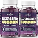 NOUVEAUX Gommies de mûre aînée de 2 ans pour adultes Enfants avec vitamine C, zinc, propolis - Sambucus Black Elderberry Gommy Extract - Sans gluten et végétarien - 120 Gommies