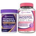 Doctor's Recipes Women's Health Bundle: Probiotics 100 Billion CFU + Inositol 2050mg, Complete Support for Digestive, Vaginal, Hormonal Balance & Fertility, 90 Vegan Caps Total