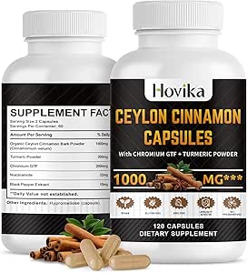 Ceylan Capsules de cannelle - Fabriqué avec du chrome GTF, curcuma, niacinamide, poivre noir - Soutien énergétique, cardiaque et métabolique - pour les hommes et les femmes - 120 Capsules de végétalien, 2 mois d'approvisionnement