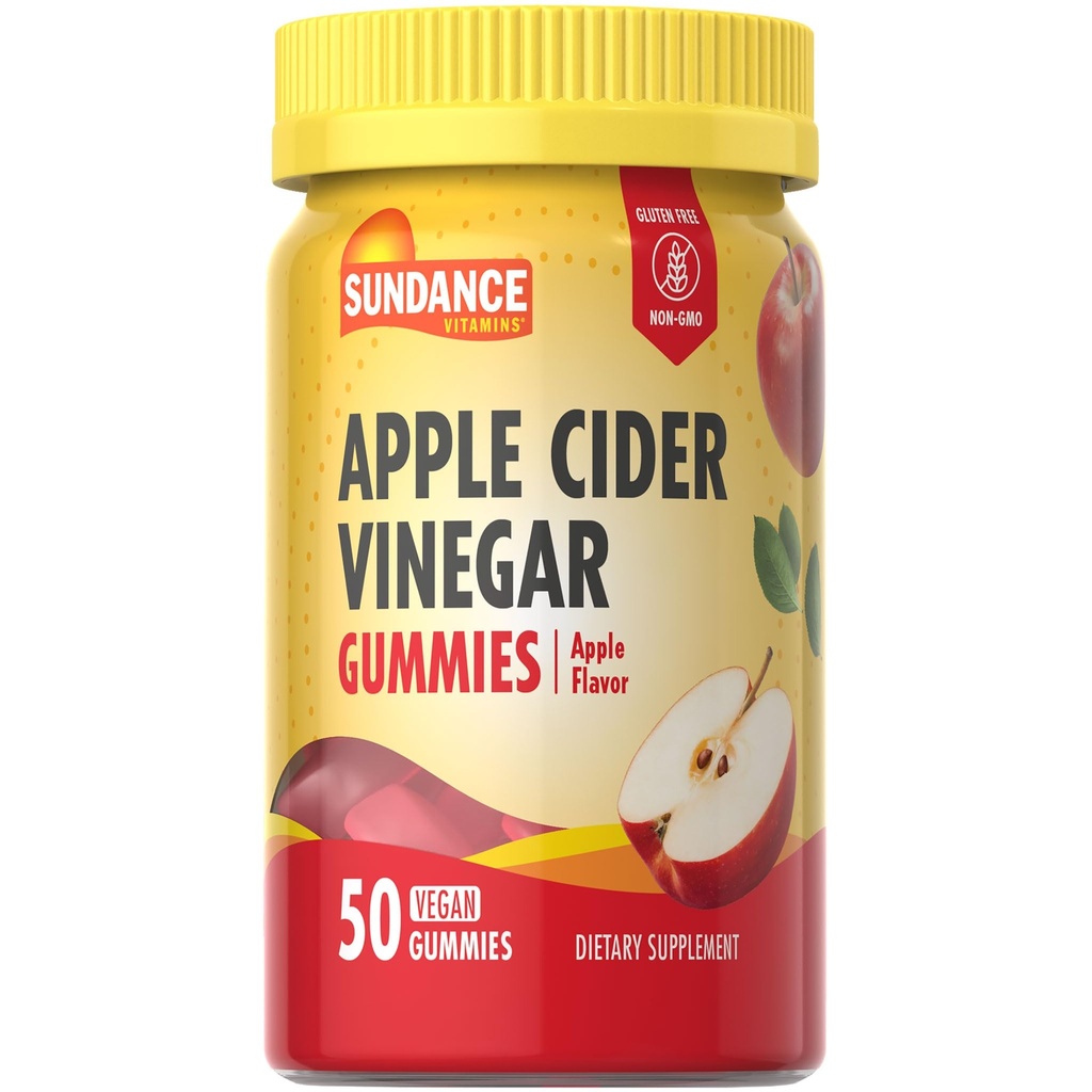 Sundance Apple Cider Vinegar Gummies | 50 Count | Apple Flavor | Vegan, Non-GMO, and Gluten Free Supplement