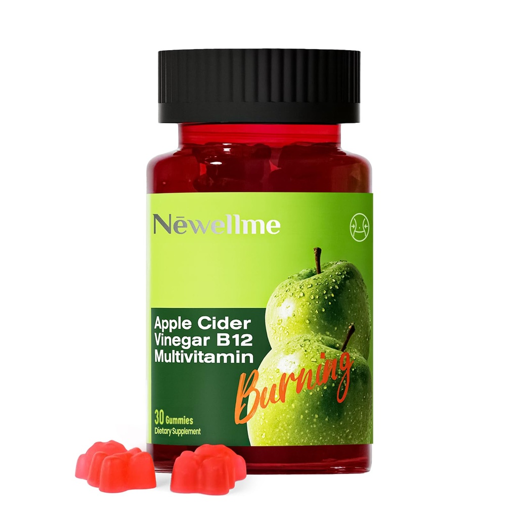 Montue NEWELLME Apple Cider Vinegar Gummies B12 Multivitamin,ACV Supplement Gummy Vitamins,Non GMO, Vegetarian Supplement for Women & Men,Support Normal Energy Levels & Gut Health 30 Gummies (30)