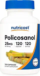 Nutricost Policosanol 25mg, 120 Capsules - Sans gluten, non-OGM, et Végétarien Friendly