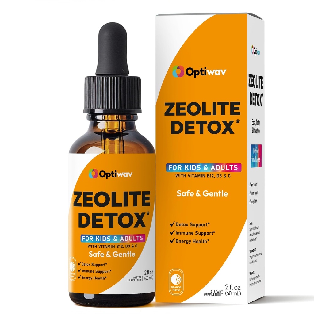 Zeolite Detox Drops for Kids Adults - Advanced Clinoptilolite Liquid Supplement for Toddlers Children's Cellular - Natural Support for Body Toxins Cleanse - Vegan Orange Flavor