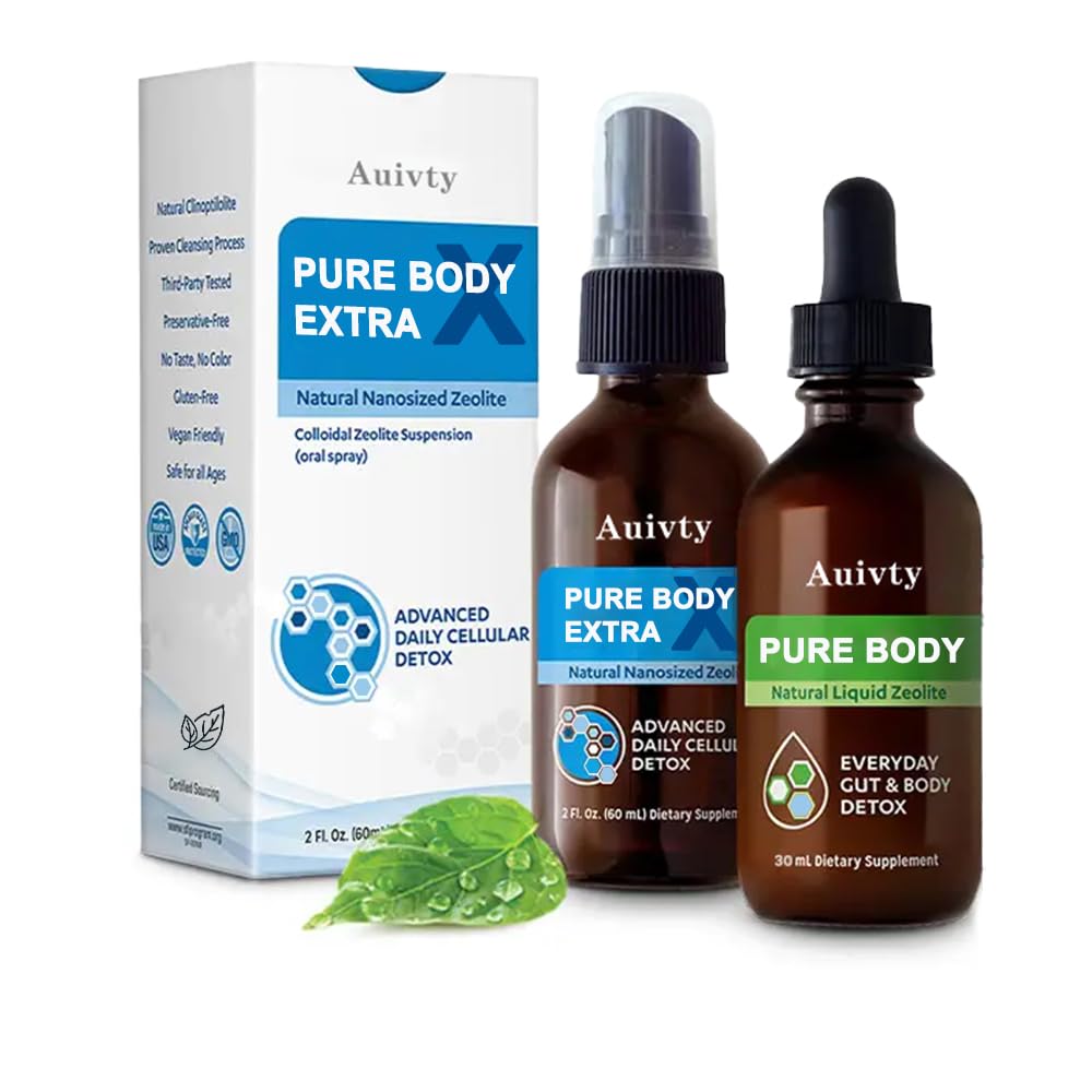 Liquid Zeolite Bundle – Pure Body Extra Oral Spray (2 fl oz / 60 mL) + Pure Body Zeolite Drops (30 mL), Unflavored, Vegan-Friendly, Gluten Free, Daily Wellness Support