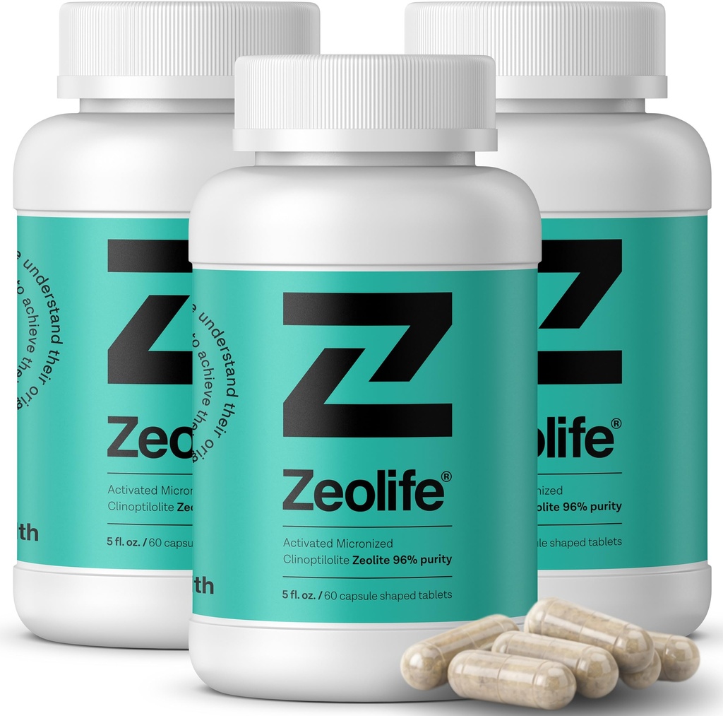 Zeolite Capsules 3 Pack 3 Month Supply 96 Percent Pure Clinoptilolite 0.04 oz per Capsule 180 Count Mineral Supplement for Adults