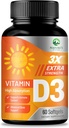 Vitamine D3 5000 UI Softgels (125 mcg) - Vitamines extra-fortes D-3 Supplément alimentaire pour os, dents, santé musculaire et immunitaire, absorption rapide Mini D Softgel, non-OGM, sans gluten - 60 Compte
