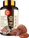Supplément de champignons japonais Reishi 800mg avec extrait de champignons Reishi 500mg et spores en coquille 200mg, Capsules de champignons organiques pour système immunitaire - corps de fruits réels (paquet de 1)
