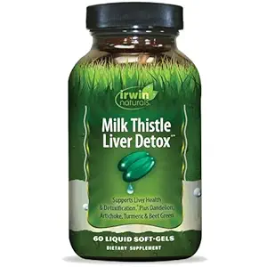 Irwin Naturals Lait Thistle Detox foie - 60 liquides doux-gels, soutient la santé du foie avec Dandelion, Artichaut, Curcuma et racine de betterave verte - 30 portions totales