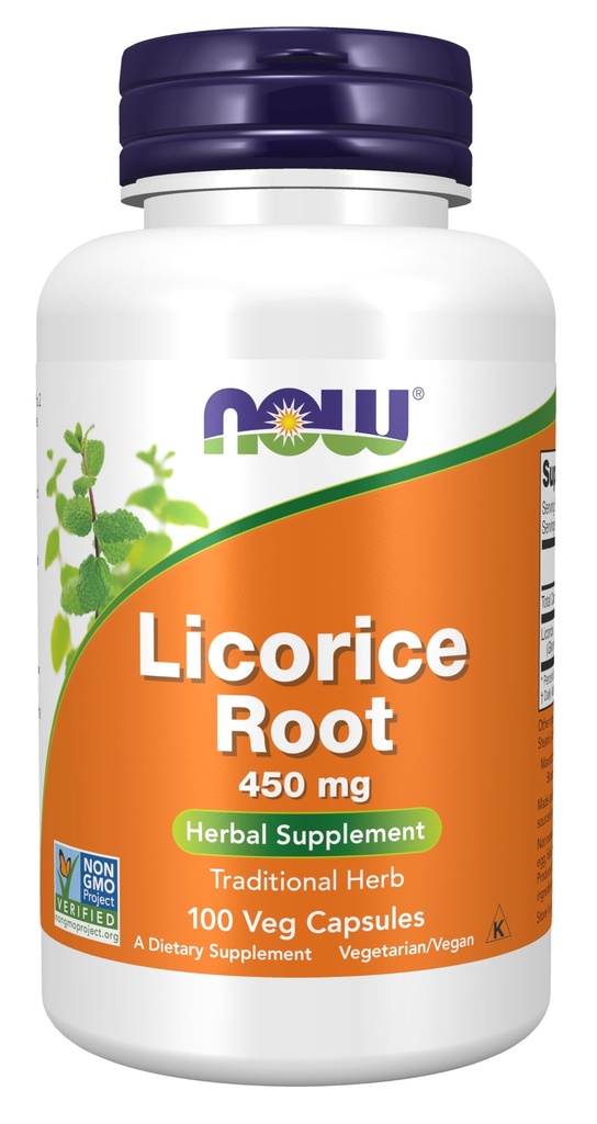 Suppléments, Racine de réglisse (Glycyrrhiza glabra) 450 mg, Supplément à base de plantes, 100 gélules