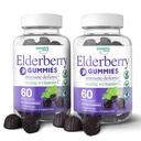 Gummées de baies aînées avec vitamine C et zinc - Immune Booster Gummées de baie aînée pour adultes et enfants - Vegan Natural Ingredients Multivitamines de défense avec support antioxydant (120 Gummées)
