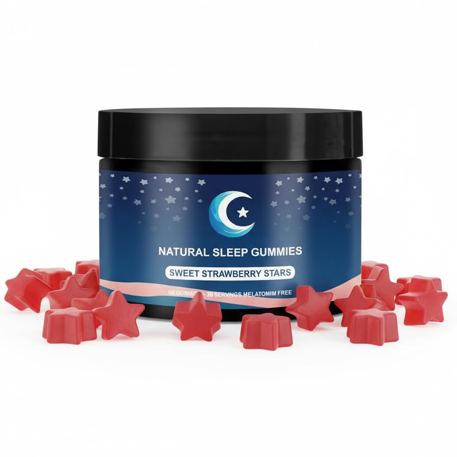 ZAYMAN Melatonin Free Sleep Gummies, Natural Sleep Aid Gummies with L-Theanine, Magnesium Glycinate, Valerian Root, Passionflower - Sugar Free, Strawberry Flavor, Vegan, 60 Count