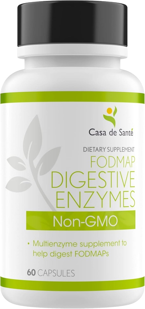 Casa de Sante FODMAP Enzymes digestifs, Pas d'inuline élevée, Kéto Carnivore Soutien de l'intolérance, 18 Multi Enzyme Amylase Bromelain Lipase Lactase Protease Papain Alpha galactosidase, More - Pas d'OGM