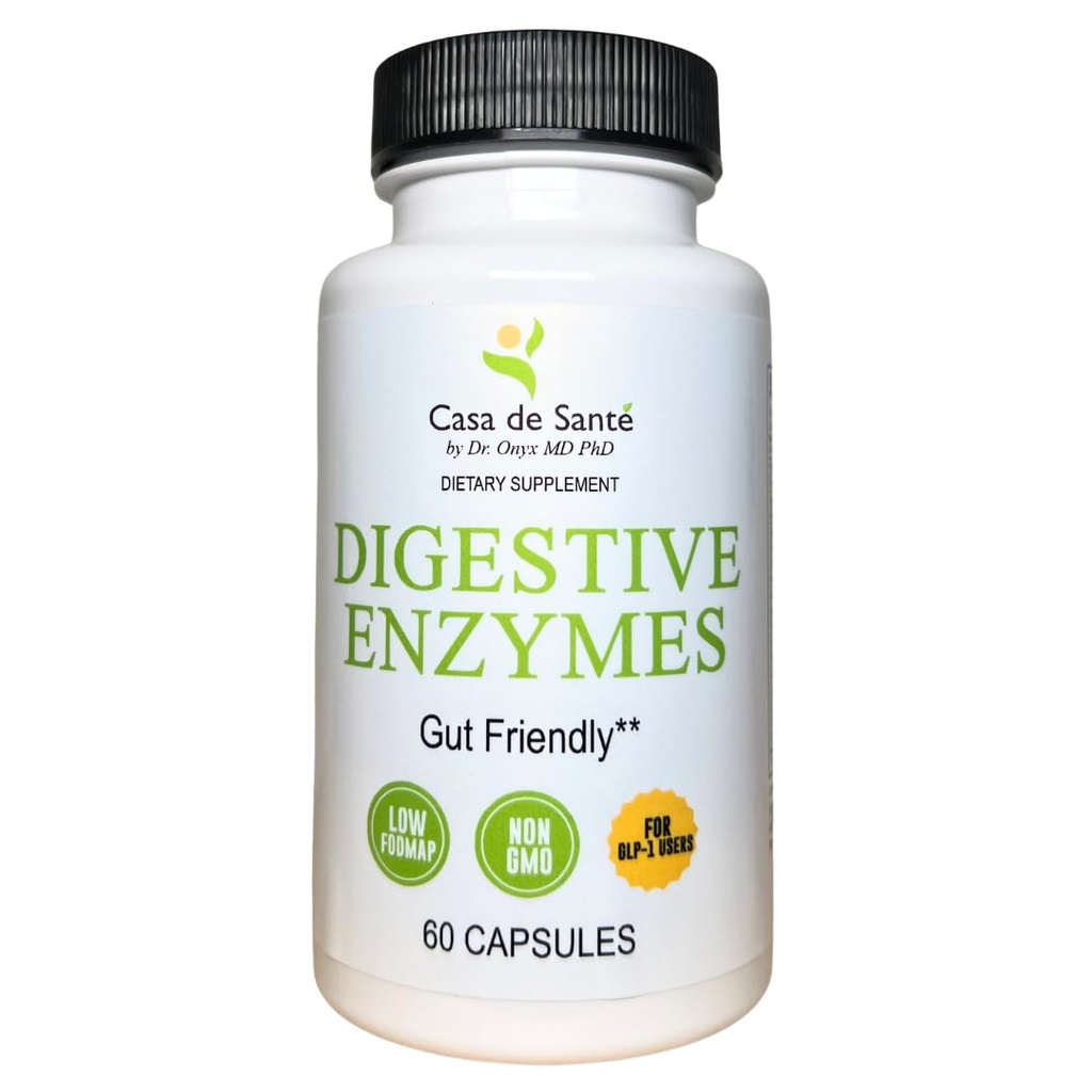 Casa de Sante FODMAP Enzymes digestifs, Pas d'inuline élevée, Kéto Carnivore Soutien de l'intolérance, 18 Multi Enzyme Amylase Bromelain Lipase Lactase Protease Papain Alpha galactosidase, More - Pas d'OGM