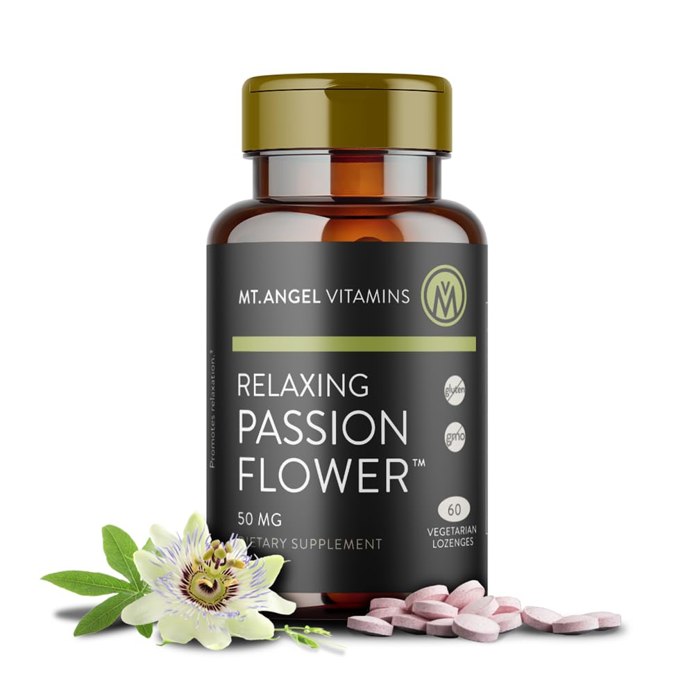 Vitamines Mt. Angel - Relaxing Passion Flower Extract Great Tasting Herbal Lozenge (Passiflora incarnata) - Très Bio Disponible 4:1 Extrait - 60 Compte