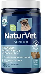 Supplément de chien avancé d'incontinence NaturVet senior – aide à soutenir le chien Contrôle de la vésicule, Urination normale – comprend mélange synergique de botaniques – 60 Ct.