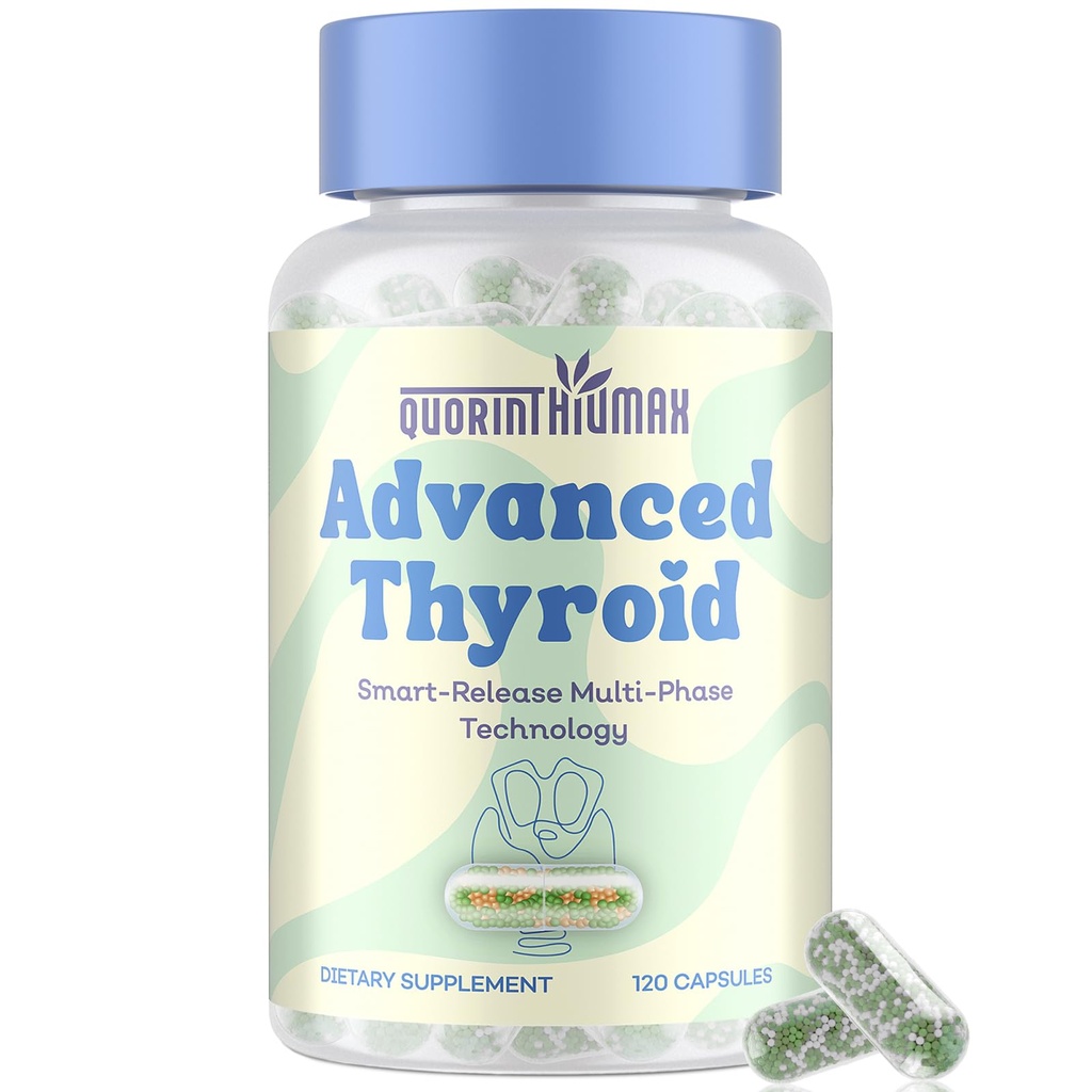 Thyroid Support Supplement for Women 120 Capsules - Smart-Release Micro-Beads with ThyroSynth™ & GutThyro™ - Advanced Thyroid Complex, Ashwagandha, Marine Collagen & 20B CFU Probiotics - 1 Bottle