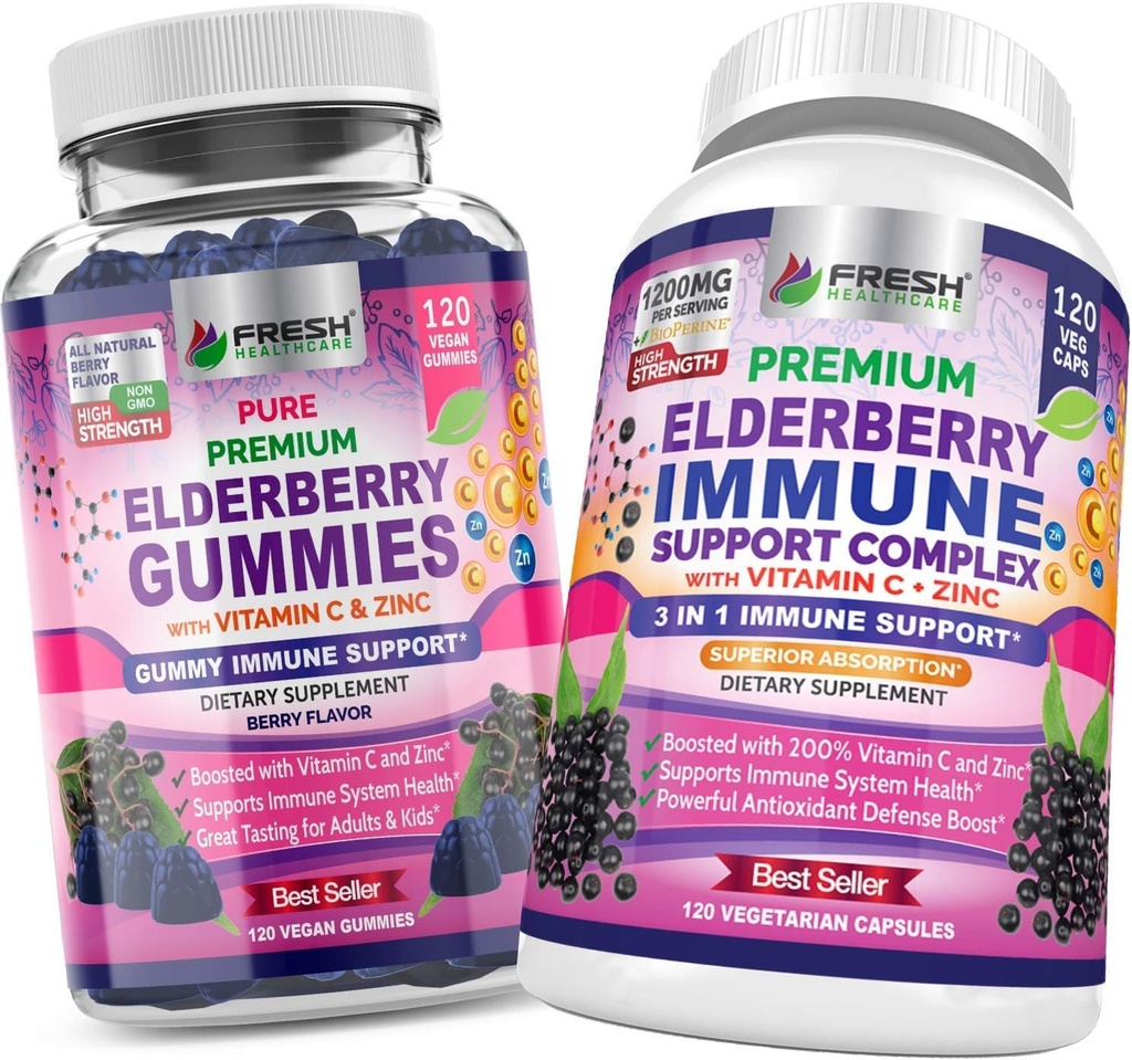 FRESH HEALTHCARE Elderberry Gummies and Elderberry Immune Support Complex