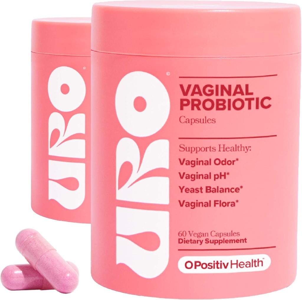 O Positiv URO Probiotiques vaginaux pour les femmes pH Équilibre avec les prébiotiques et lactobacillus mélange probiotique - supplément de santé vaginale - Promouvoir l'odore vaginale saine et la flore vaginale, 60 comtes (paquet de 2)
