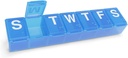 EZY DOSE Weekly (7 jours) Organisateur de pilules, planificateur de médicaments, boîte d'organisateur de vitamines, étui pour suppléments et huiles de poisson, pratique et facile à utiliser Compartiments moyens, voyage amical, bleu, sans BPA