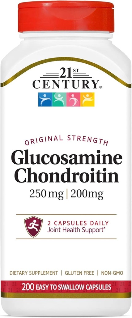Glucosamine/Chondroïtine du 21ème siècle, résistance originale, 200 capsules faciles à avaler