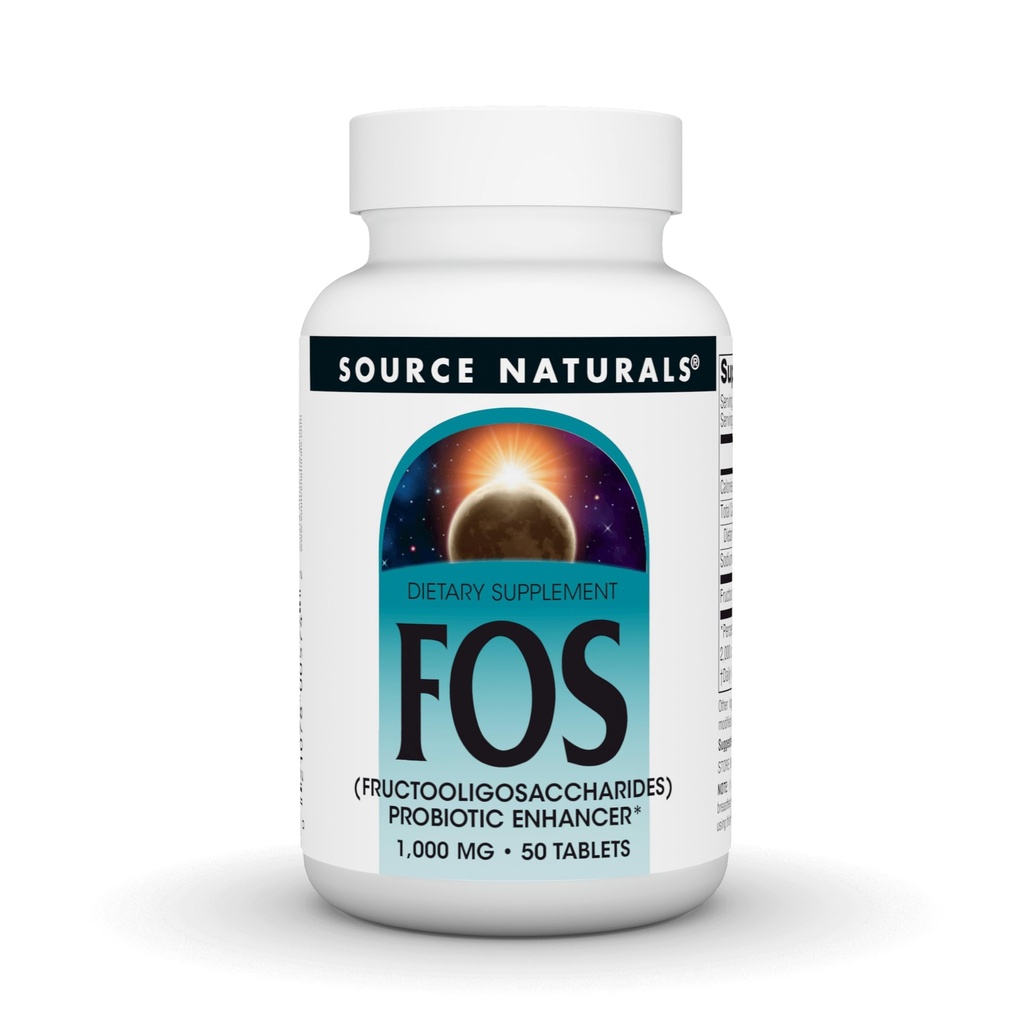 Source Naturals FOS, (Fructooligosaccharides), Probiotic Enhancer* - 1000 mg - 50 Vegetarian Tablets