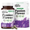 Wild & Organic Passion Flower Capsules 600 mg - Relaxation & Mood Support - Passionflower Extract Supplement - Passiflora Incarnata Herb - Vegan, No Fillers, Non-GMO - 60 Count