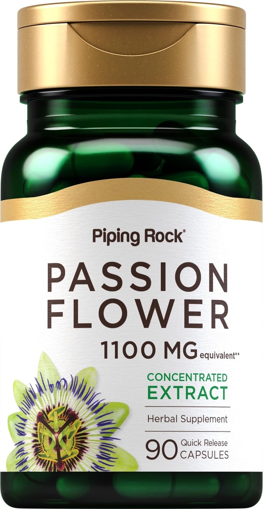 Piping Rock Passion Flower Extract Capsules | 90 Count | Herbal Supplement | Non-GMO, Gluten Free