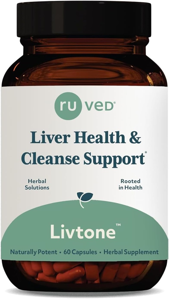 LivTone ruvé - soin du foie, supplément de soutien du foie pour les femmes et les hommes avec Amla, Andrographis & Picrorhiza, pilules aux herbes biologiques pour la désintoxication naturelle - 90 capsules (1 comte)