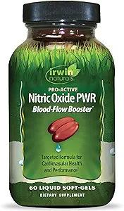 Irwin Naturals Pro-Active Oxyde Nitrique PWR - 60 liquides Soft-Gels - Blood-Flow Booster avec L-Citrulline, racine de betterave et épinards rouges
