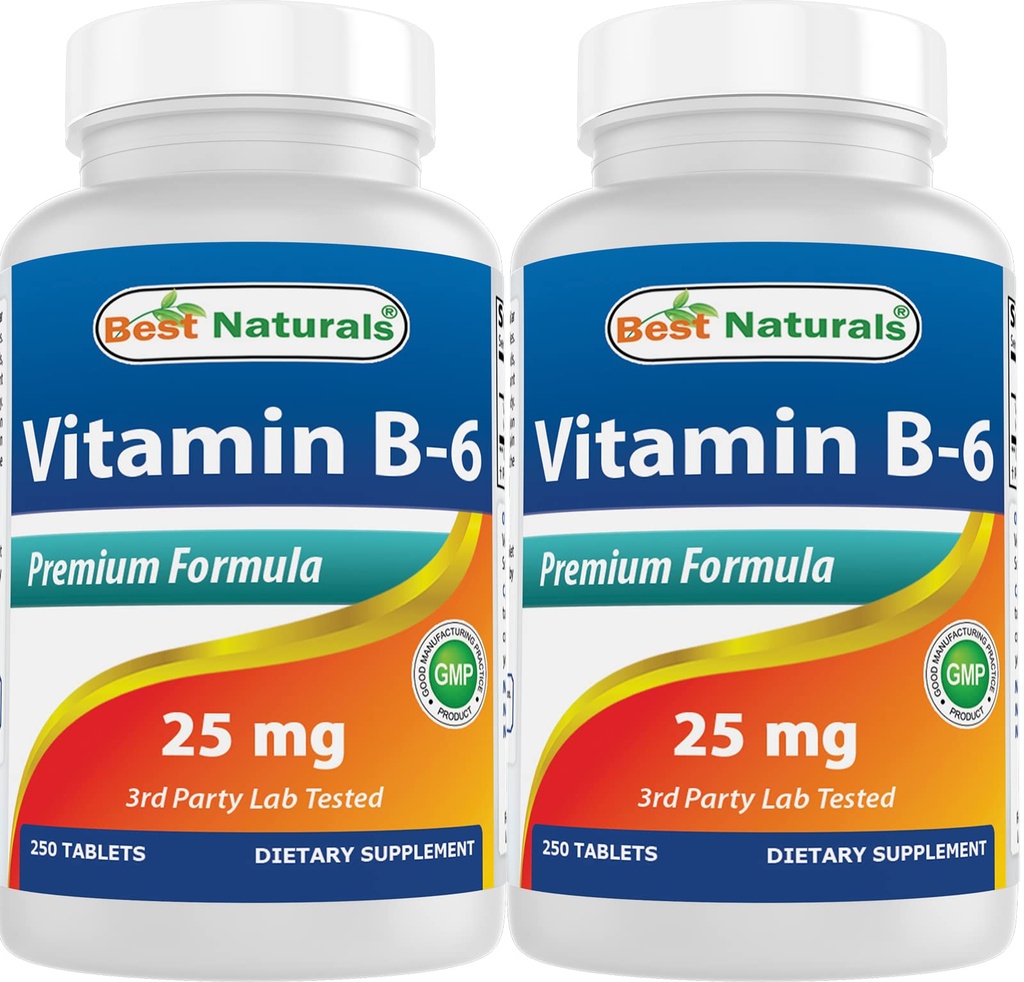 Meilleurs naturels Vitamine B6 25mg 250 comprimés (250 Nombre (paquet de 2))