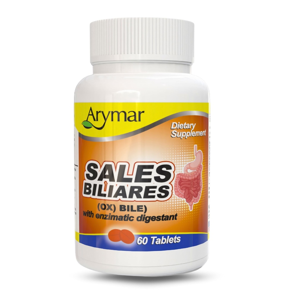 Arymar Ventes Biliares Bile à Ox avec Enyzmes Digestifs 60 Tabs