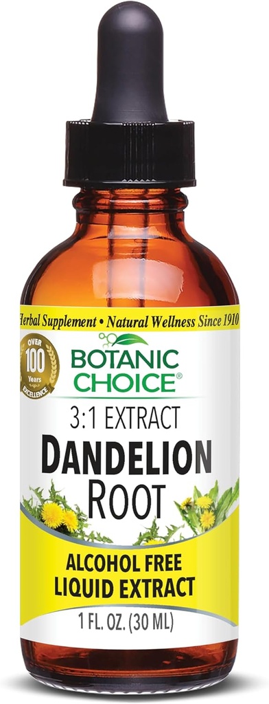 Botanic Choice Dandelion Root, Alcohol Free Liquid Extract-Traditional Support for Liver Health, Cleanse toxins, Aid Digestion-1 Fluid Ounce