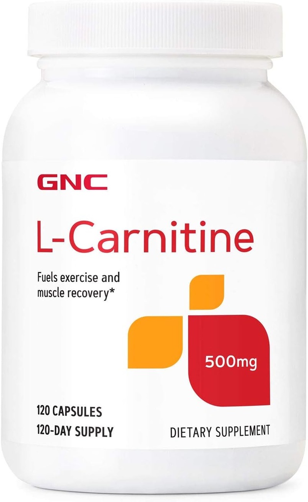 GNC L Carnitine Supplément 500mg, soutient la récupération musculaire, 120 portions