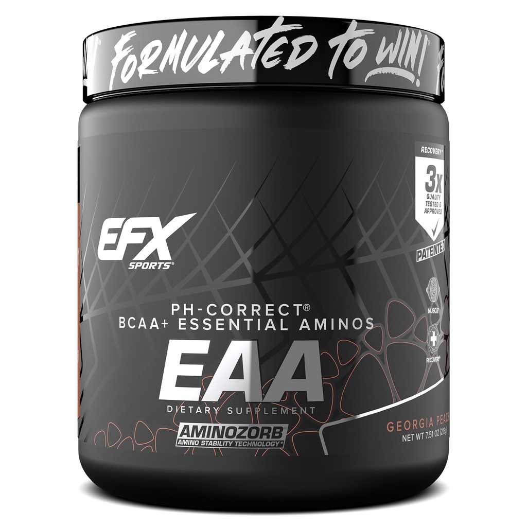 EFX Sports d'entraînement au sol EAA de supplément des acides aminés essentiels de l'énergie et de la synthèse des protéines de 40 portions (Georgia Peach)