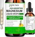 Supplément de magnésium liquide, gouttes organiques de complexe de magnésium 5-en-1, Glycinate, Taurat, Oxyde, Malate, Citrate w/L-Theanine, Ashwagandha pour Cortisol, Sommeil*, Stress, Muscle,