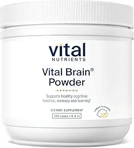 Nutriments vitaux Poudre vitale du cerveau : Phosphatidylsérine, supplément de cerveau acétyl-L-Carnitine : Nootropique : fonction cognitive saine, mémoire, apprentissage*