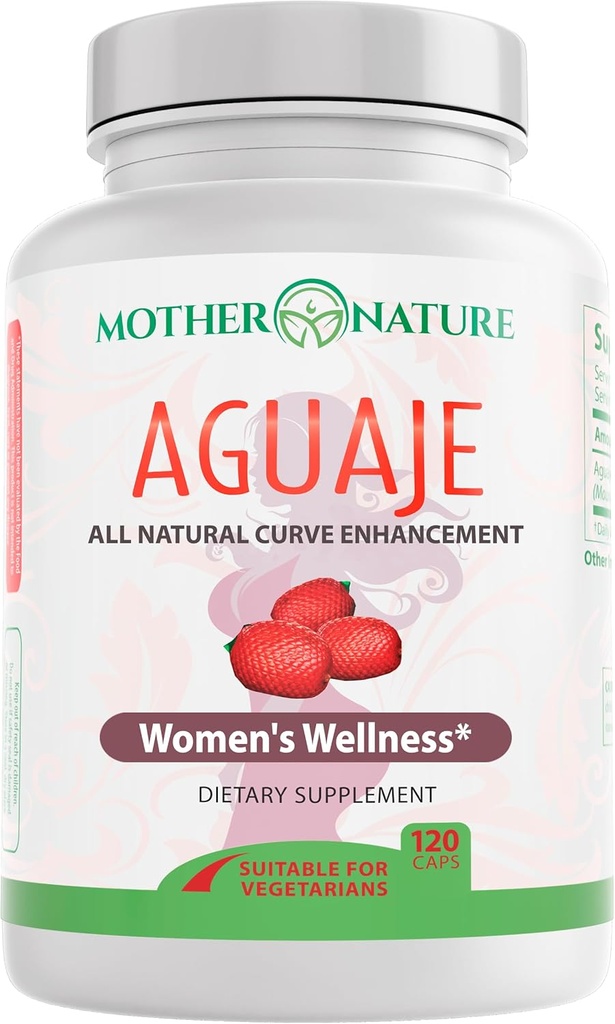 Mère Nature Aguaje Curves Capsules pour femmes, 1000mg (120ct), naturel et source durable Aguaje Fruit du Pérou pour la santé des femmes, Hormone Balance, Enhancer Courbe, Vegan, Non-OGM et sans gluten