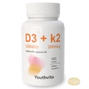 d3 k2 Vitamine 10000 iu, 180 softgels à l'huile de noix de coco, 2 en 1 Vitamines Supplément D3 10000 UI & K2 (MK7) 200 mcg, facile à avaler, soutient l'absorption de calcium, l'immunité osseuse et la santé cardiaque