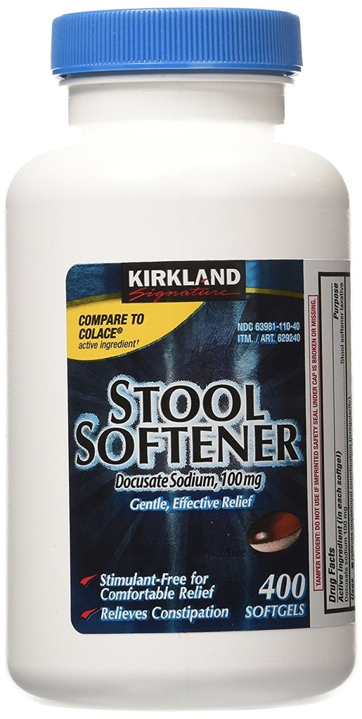 Kirkland Signature Stool Softener 100mg, 400 Softgels (2 Pack)
