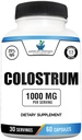 American Standard Suppléments Colostrum Capsules - 1000mg par portion, 60 Capsules, États-Unis Source Coostrum de vache, standardisé à 25% Immunoglobulines (IgG)