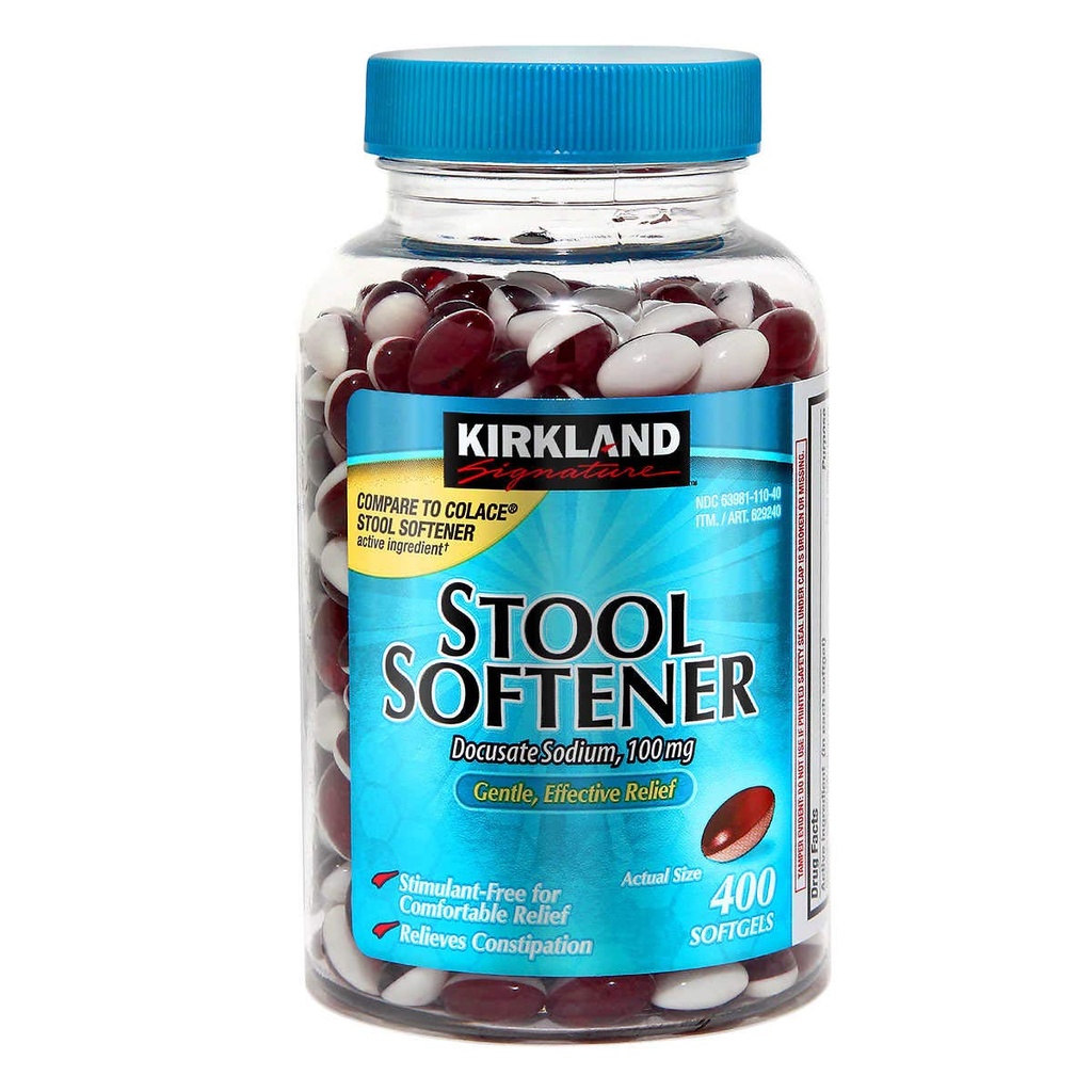 Kirkland Signature Stool Softener 100 mg., 400 Softgels (2 Pack)