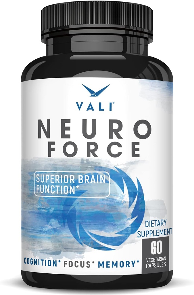 VALI Neuro Force Cerveau Booster Supplément pour Focus, Mémoire, Clarté et Énergie. Extra Strength Nootropic Cognitive Function Support for Mental Performance. avec Caféine Naturelle. 60 Capsules de Véggie