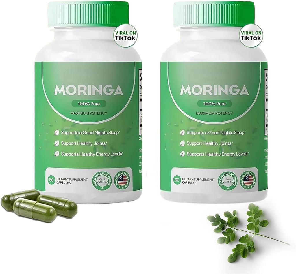 Moringa Capsules,Pure Moringa Powder Capsules - 800mg of Nutrient-Rich Moringa- Promotes Energy, Gut Well-Being (2)