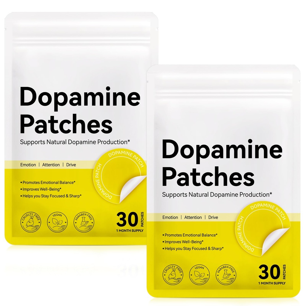 Dopamine Patches Extra Strength 2 Pack, Mood Boost & Positivity Support, Plant-Based Formula, Supports Dopamine & Serotonin Balance for Men and Women, Body Care Patches for Daily Mental Wellness