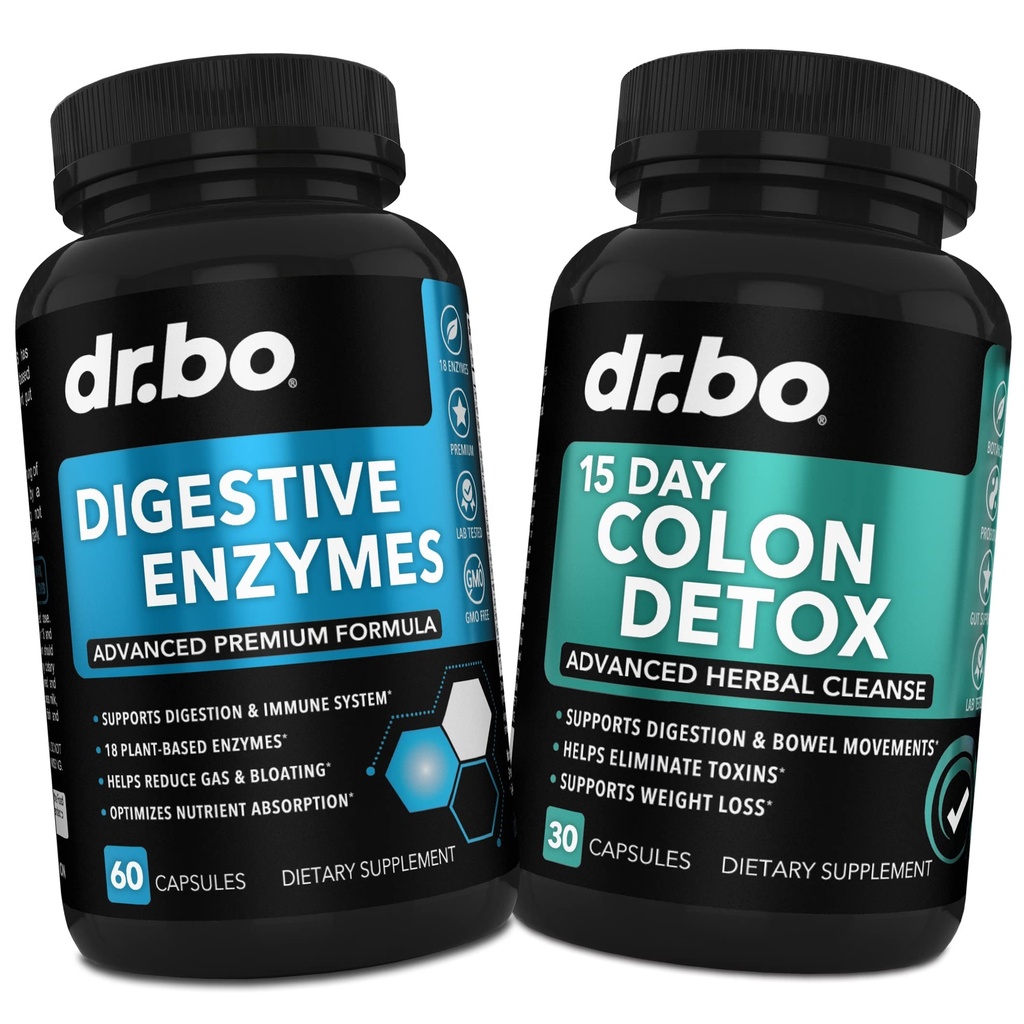 Digestive Enzymes & Colon Cleanser Detox - Digestion Supplement & 15 Day Intestinal Cleanse Pills for Women & Men - Fast Natural Laxative for Constipation Relief & Bowel Movement Supplements for Gut