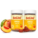 BeLive Organic Omega 3 Gummies - Omega 3 6 9 7 DHA & EPA de l'huile de lin et de l'huile de fruits d'épine de mer, végétalien, pour les enfants et les adultes, plein corps, soutien du cerveau et des yeux, sans sucre – Peach-Pack