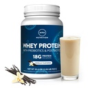 MRM Nutrition Whey Protein - Vanilla Flavored, Microfiltered Whey Protein Isolate & Concentrate, 16 Different Probiotic Strains, BCAAs, & Digestive Enzymes, Gluten Free, for Women & Men - 34 Servings